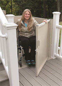 Woman Using Outdoor Wheelchair Lifts